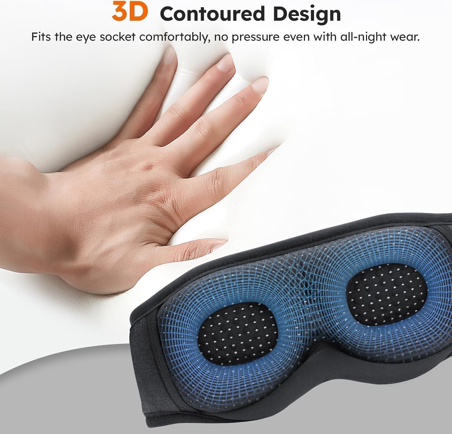 LC-dolida White Noise Bluetooth 5.4 Sleep Eye Mask with Timer, 3D Sleeping Mask Headphones with 16 Soothing Sounds, Total Blackout Sleep Headphones for Side Sleeper/Women/Men (Blue)